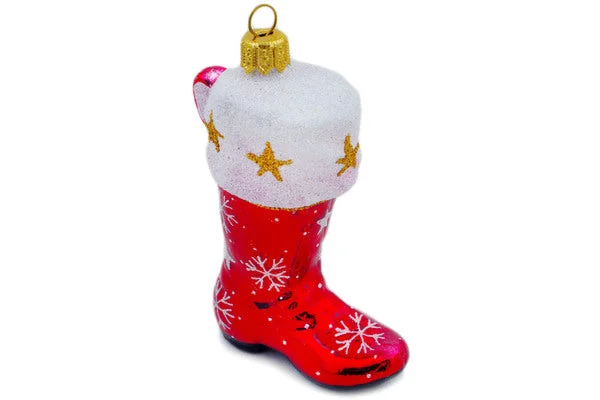 4" Christmas Ball Ornament - Snowflake Boots