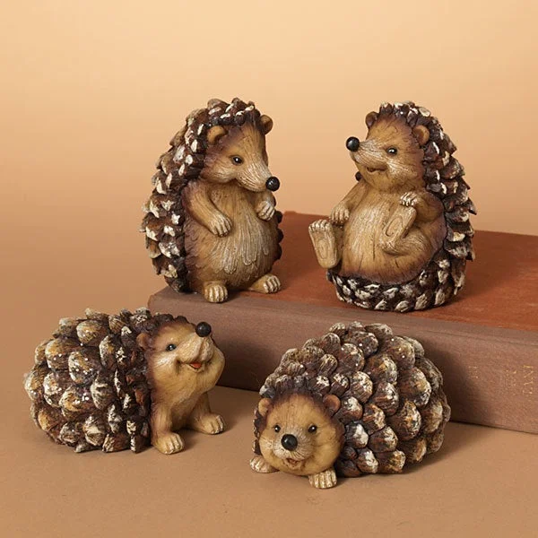 4" Resin Pine Cone Hedgehog Figurines