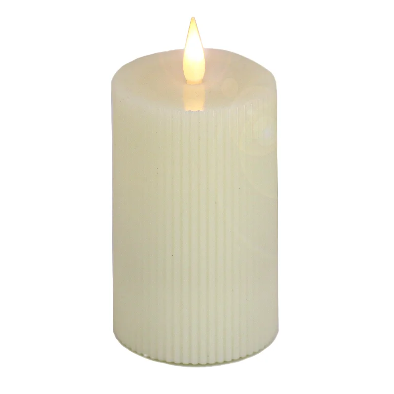 5 in. by 9  in. HGTV Home Collection Flameless Georgetown Pillar Candle, Ivory