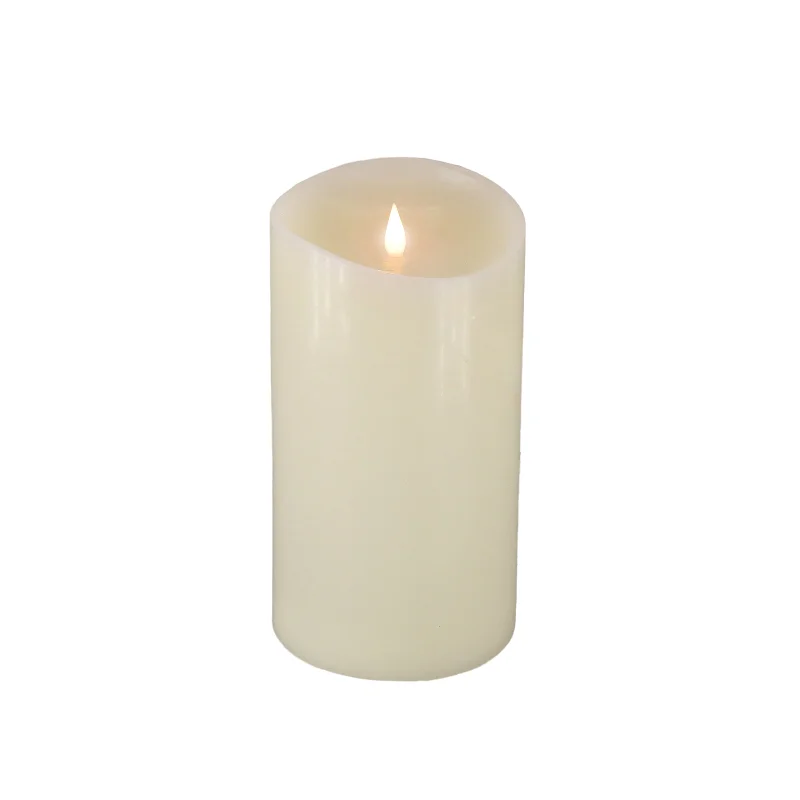 5 in. by 9  in. HGTV Home Collection Flameless Heritage Pillar Candle, Ivory