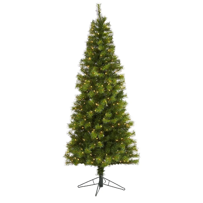 6.5’ Green Valley Pine Artificial Christmas Tree with 300 Warm White LED Lights and 579 Bendable Branches