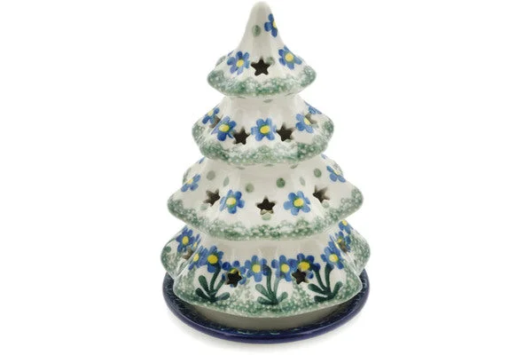 6" Christmas Tree Candle Holder - Blue Daisy Circle