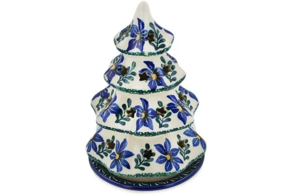 6" Christmas Tree Candle Holder - Blue Violets