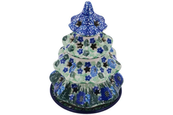 6" Christmas Tree Candle Holder - Moody Blues