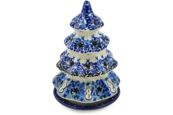 6" Christmas Tree Candle Holder - Snowmen Circle