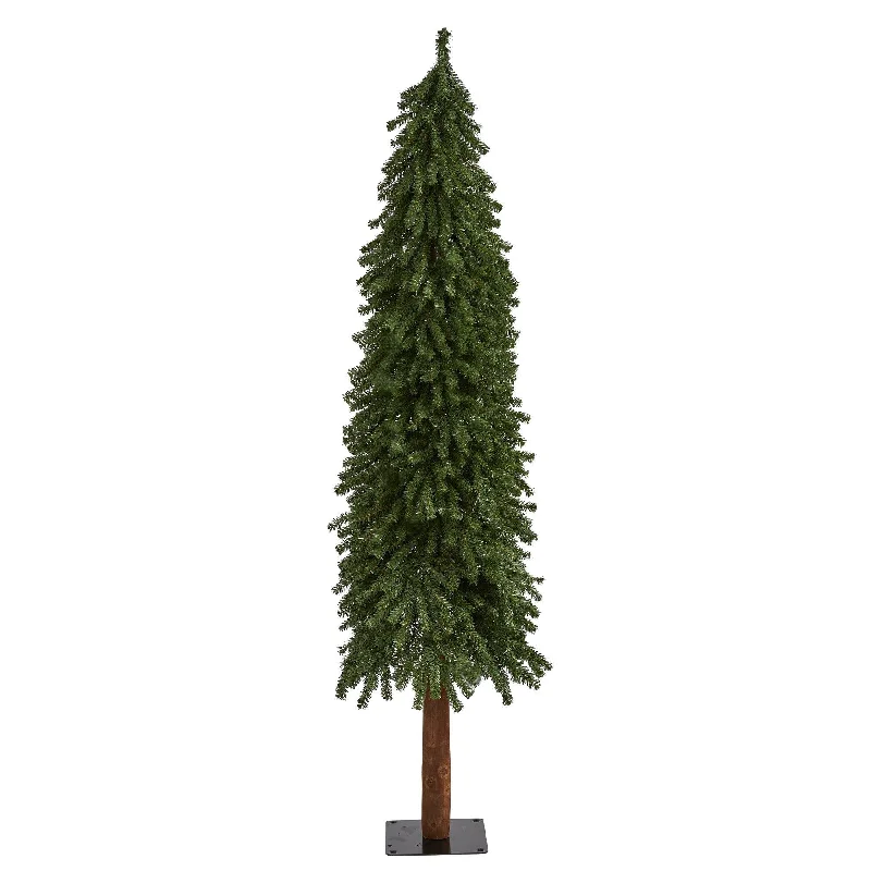 6’ Grand Alpine Artificial Christmas Tree with 601 Bendable Branches on Natural Trunk