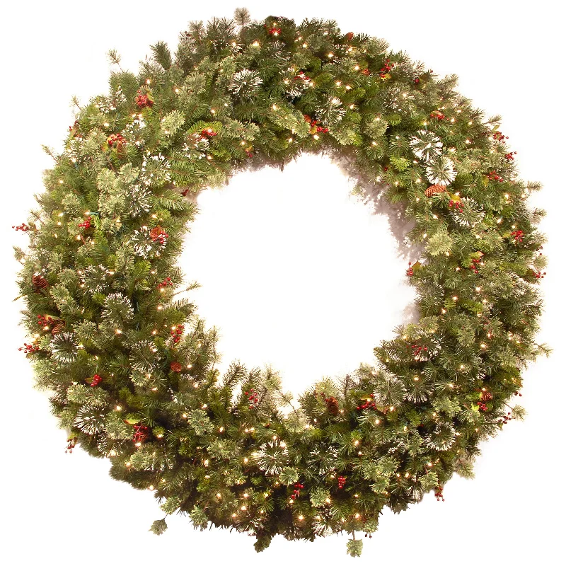 60 in. Pre-Lit Wintry Pine Wreath with Clear Lights