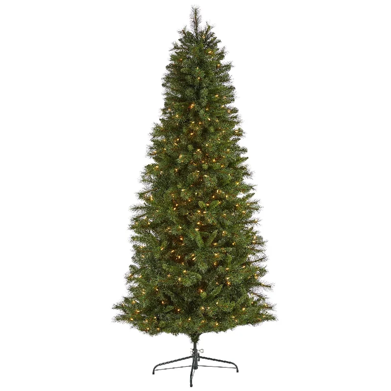 7.5’ Slim West Virginia Mountain Pine Artificial Christmas Tree with 450 Clear Lights and 967 Bendable Branches