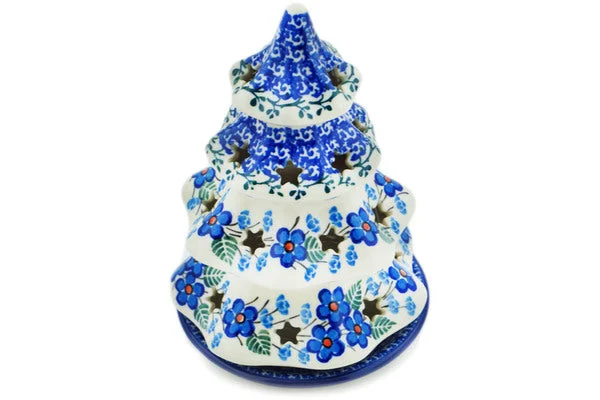 7" Christmas Tree Candle Holder - Blue Blossom