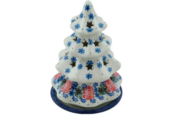 7" Christmas Tree Candle Holder - Winter Wreath