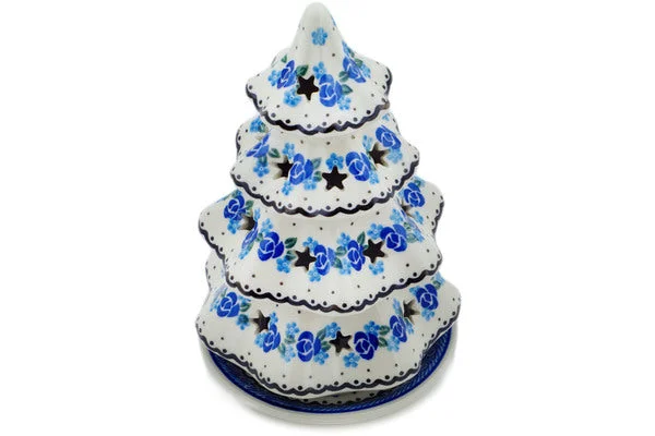 8" Christmas Tree Candle Holder - Blue Bud Sea