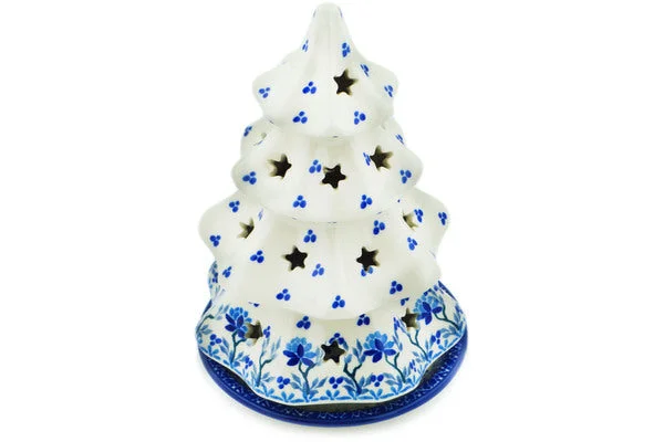 8" Christmas Tree Candle Holder - Blue Grapevine