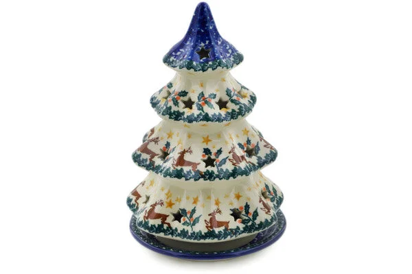 8" Christmas Tree Candle Holder - Prancing Reindeer