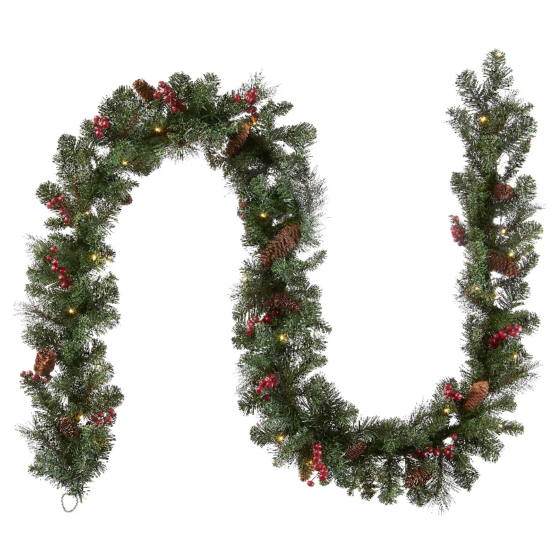 9 ft. Pre-Lit Crestwood Spruce Garland with Clear Lights