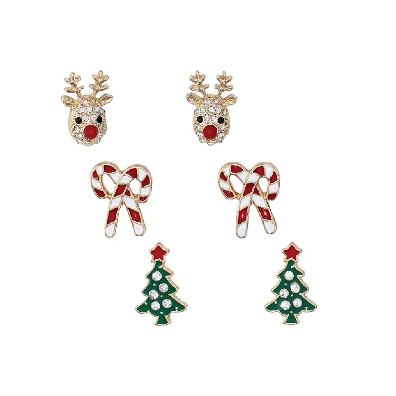 Periwinkle by Barlow : Rudolph's, Trees & Candy Canes Trio - Earrings