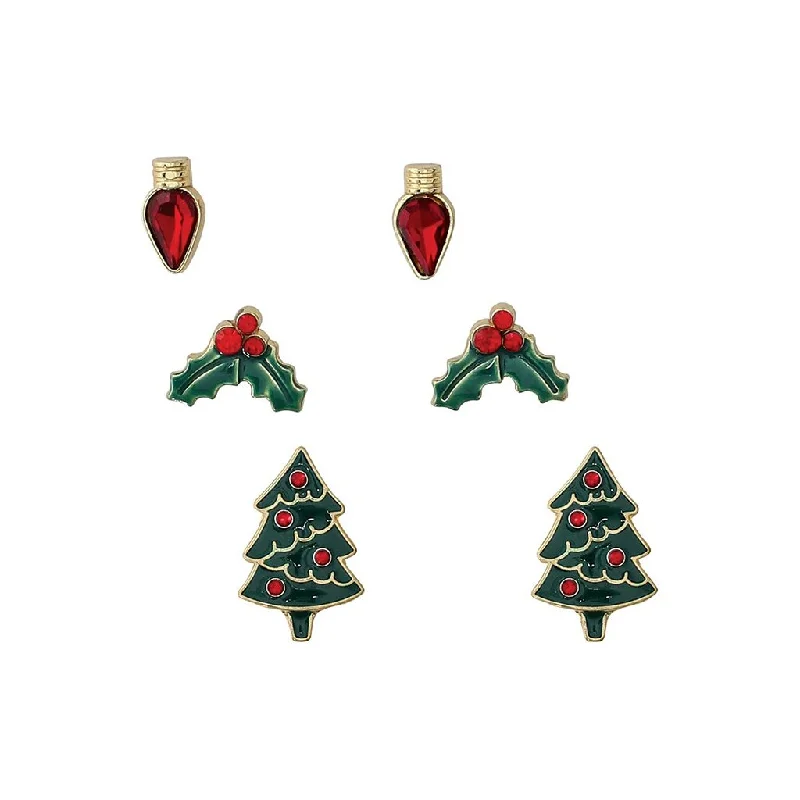 Periwinkle by Barlow : Red Bulbs, Holly and Trees - Earrings