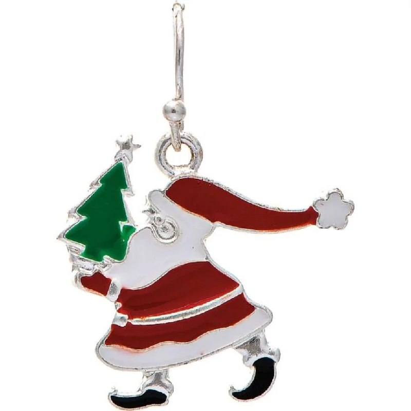 Rain : Silver Giving Tree Santa Earrings