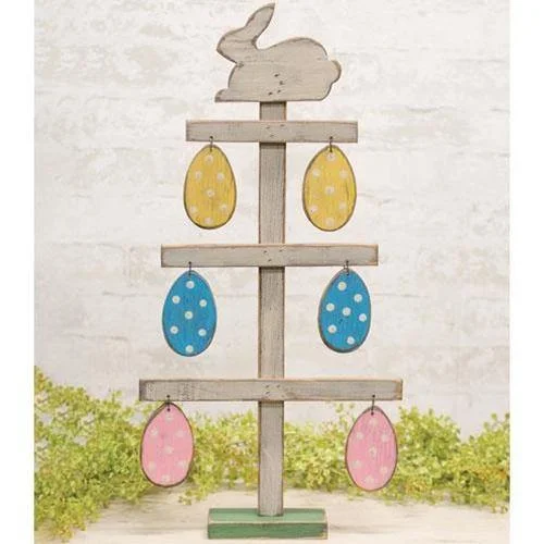 Distressed Wooden Easter Egg & Bunny Tree