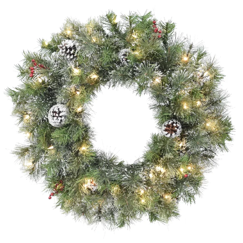 Frosted Mountain Ridge Pre-Lit Artificial Wreaths