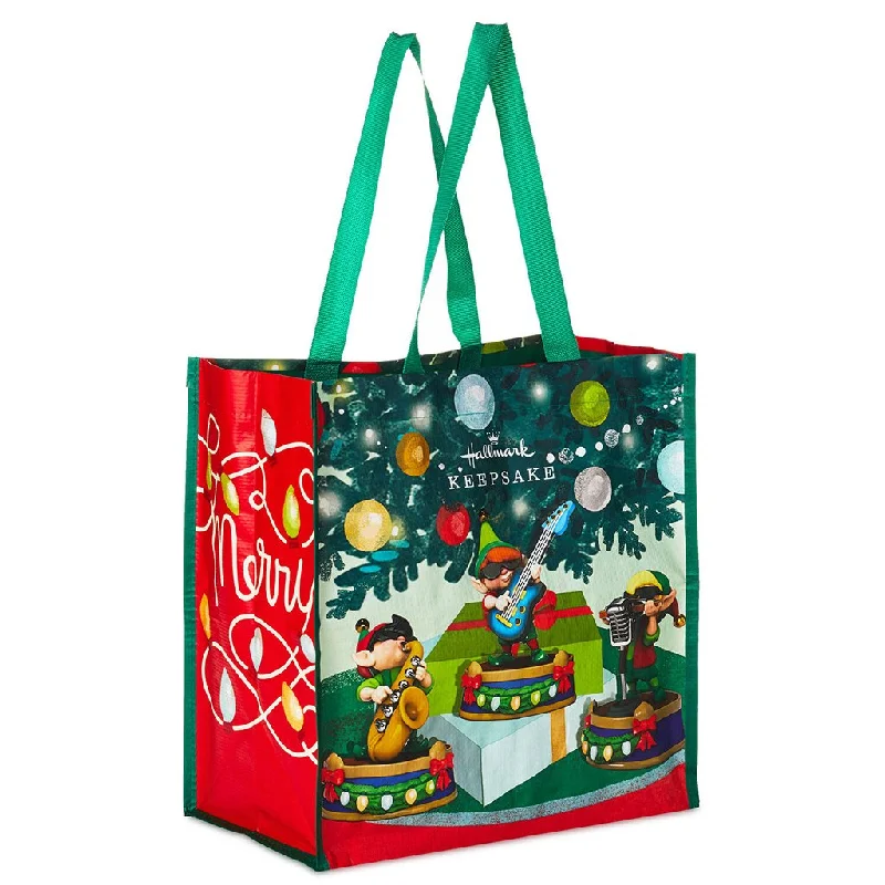 Hallmark : North Pole Tree Trimmers Band Reusable Tote Bag, 13.75"