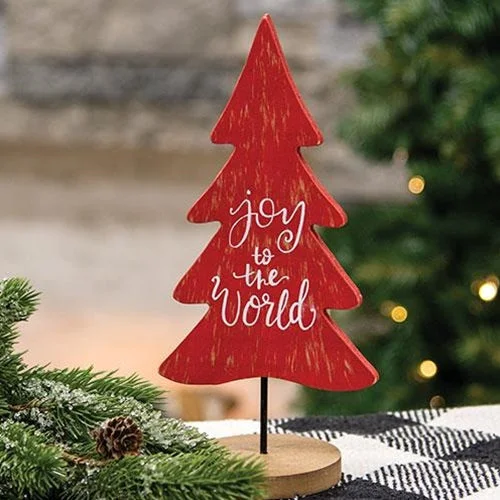 Joy To The World Wood Tree Cutout Sitter