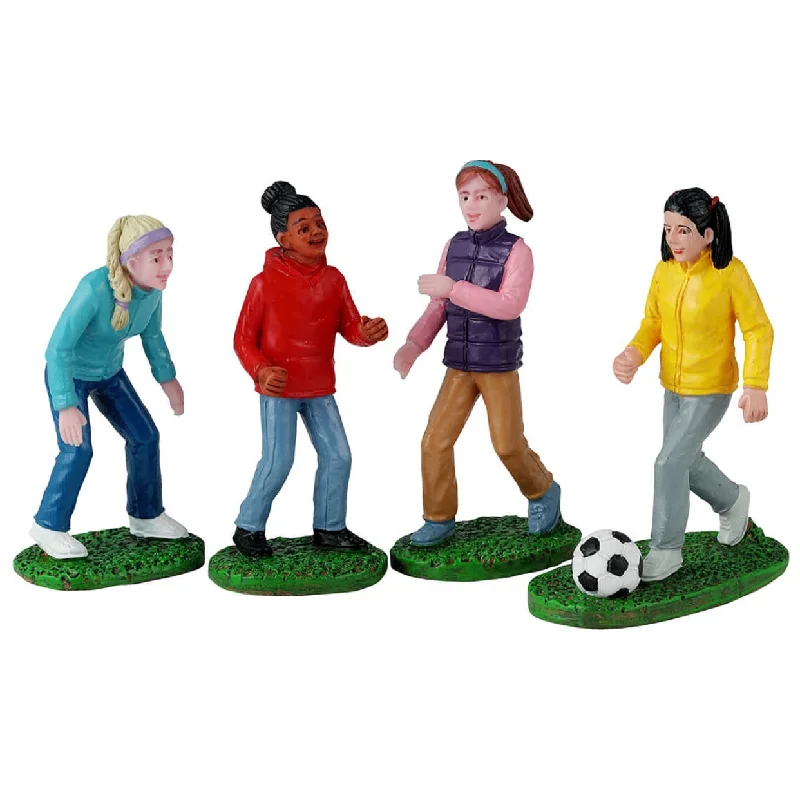 NEW 2024 Lemax General Collectible Figurines: Girls Soccer Game, Set of 4 #42314