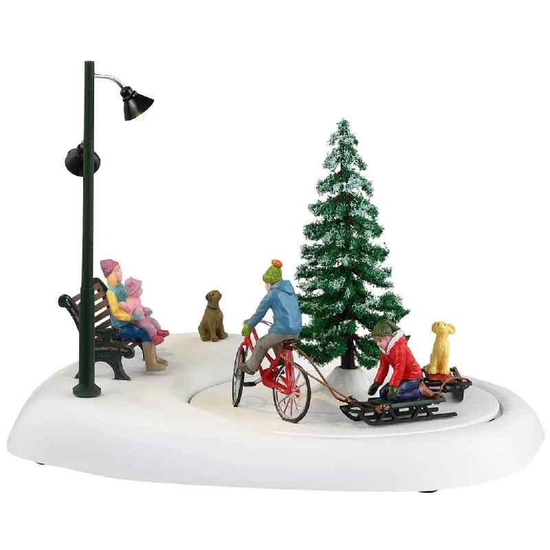 Lemax Vail Village Table Piece: Snowbiking with Dad #34087