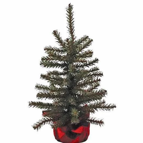 Lg Pine Tree w Red Black Plaid Base