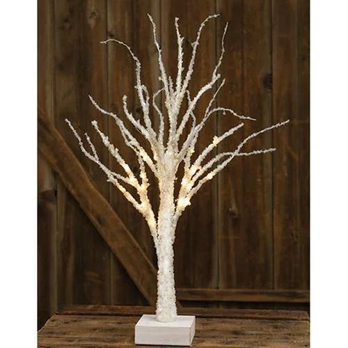 Lighted Icy White Tabletop Tree, 24"