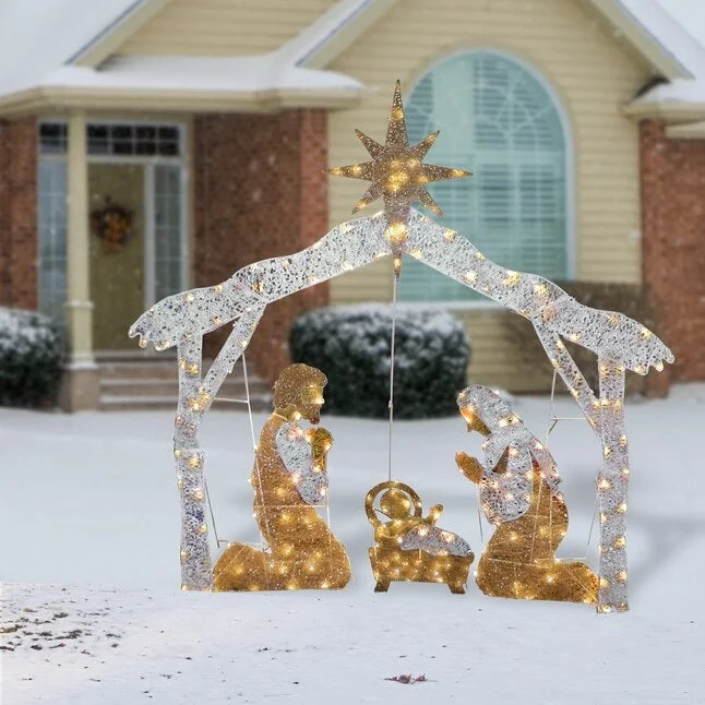 Pre-Lit Nativity Scene Outdoor Arch Decoration