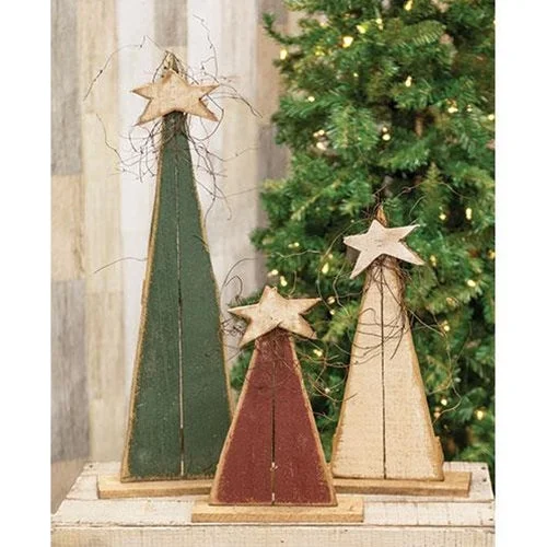 Rustic Wood Pointy Tree 12 3 Asstd