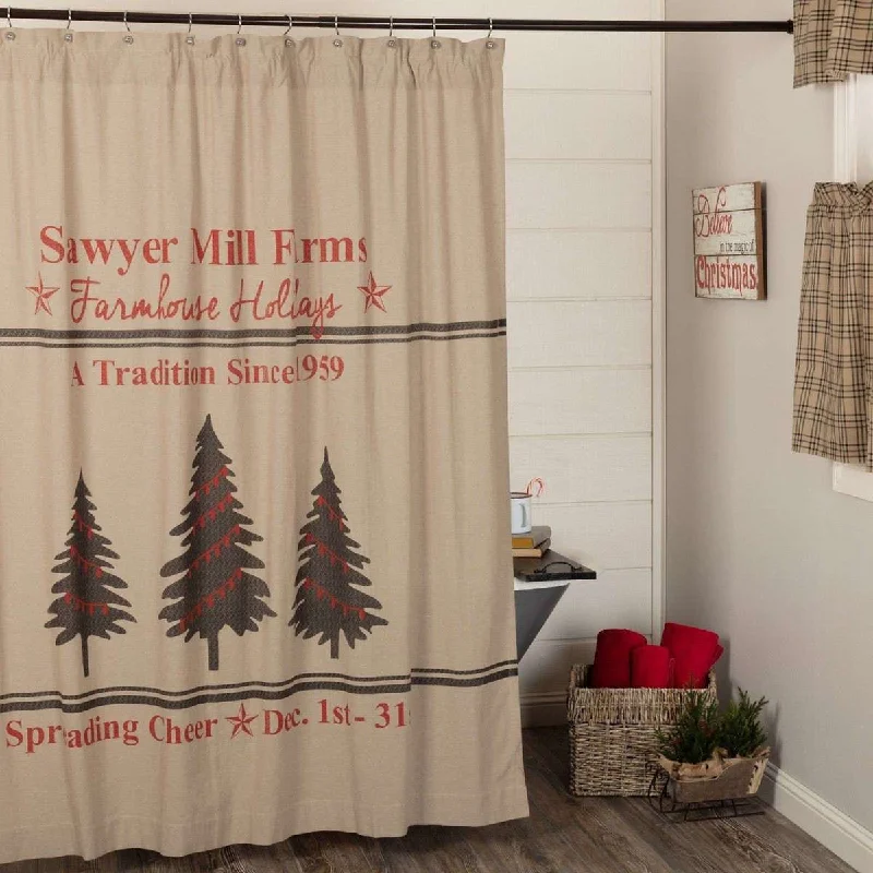 Sawyer Mill Holiday Tree Shower Curtain 72"x72"