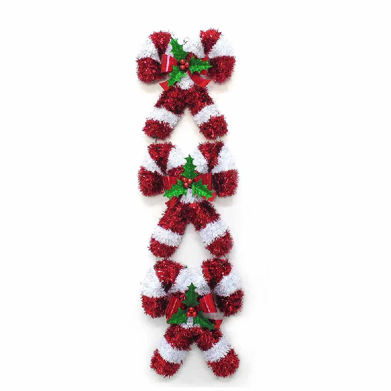 Shiny Tinsel Totem-Style Candy Cane Decoration