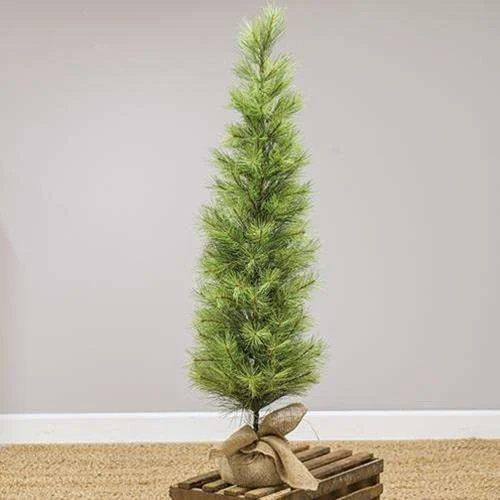 Slim Long Needle Pine Tree w/Burlap Base, 4 ft.