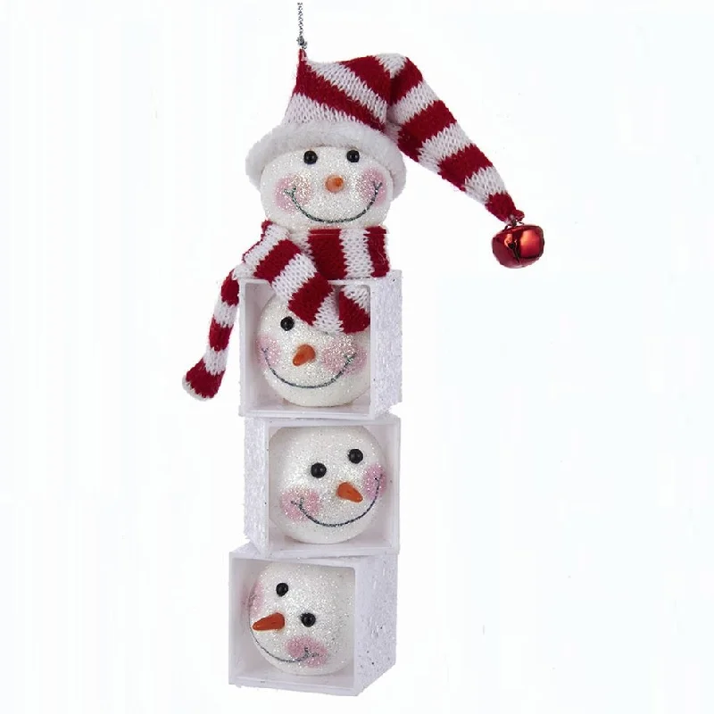 6.25" Snowman Head Block Totem Ornament