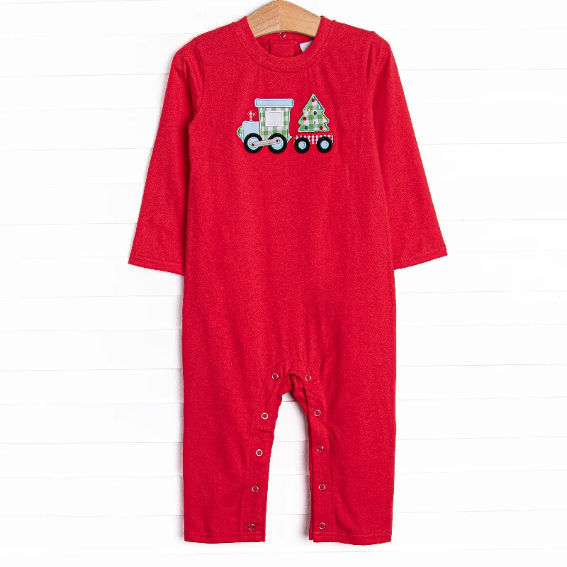 Tree Farm Traditions Applique Romper, Red