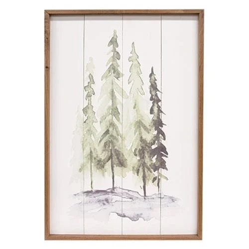 Watercolor Pine Trees Framed Print 16x24