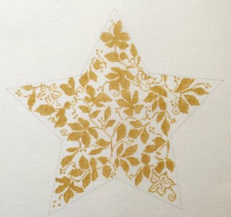 WG12885 Teri's Big Brocade Tree Topper Star - Gold