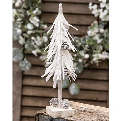 White Glittered Pinecone Tree 10"