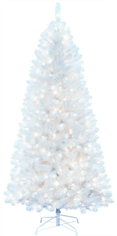 7.5' White Snow Devon Fir Pre-Lit Artificial Christmas Tree