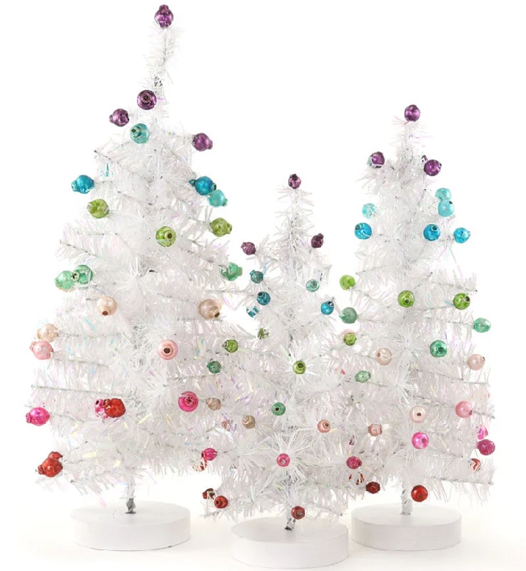 Retro White Trees with Colorful Beads