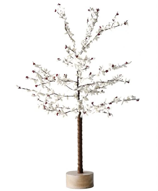 Winter White Felt Tree with Red Beads