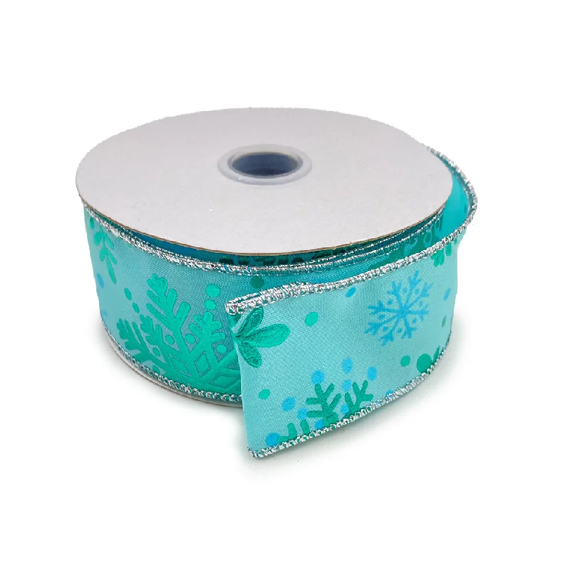 Metallic Snowflake Ribbon - Teal