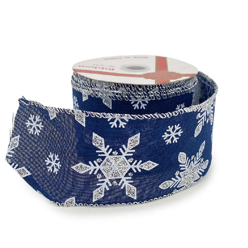 Glitter Snowflake Ribbon - Blue/Silver