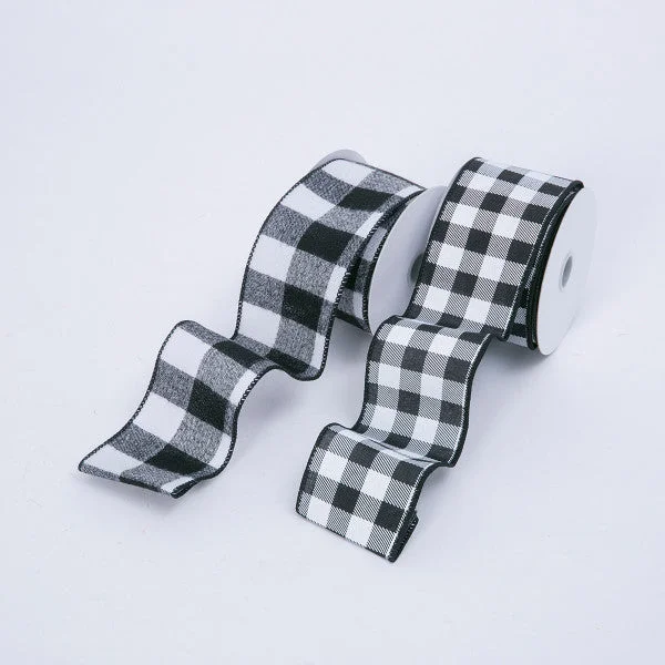 Black & White Buffalo Plaid Ribbon, 2.5" W