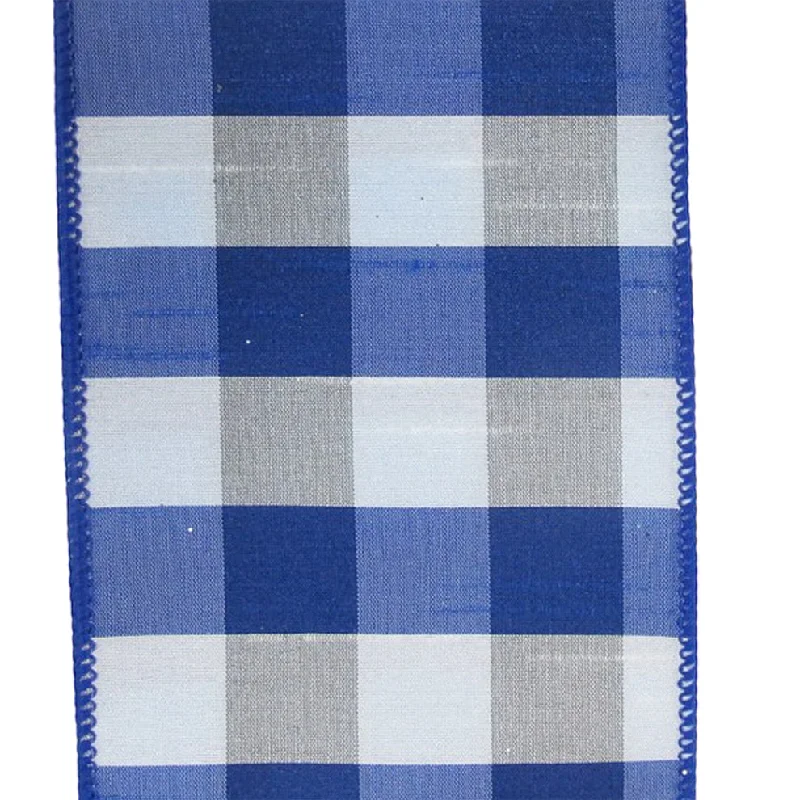 4 in Check Ribbon - Blue/White