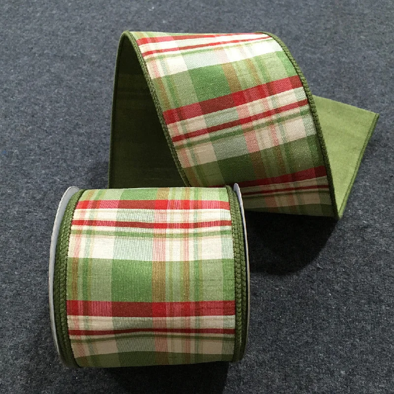 4 in Plaid Ribbon - Red/Green