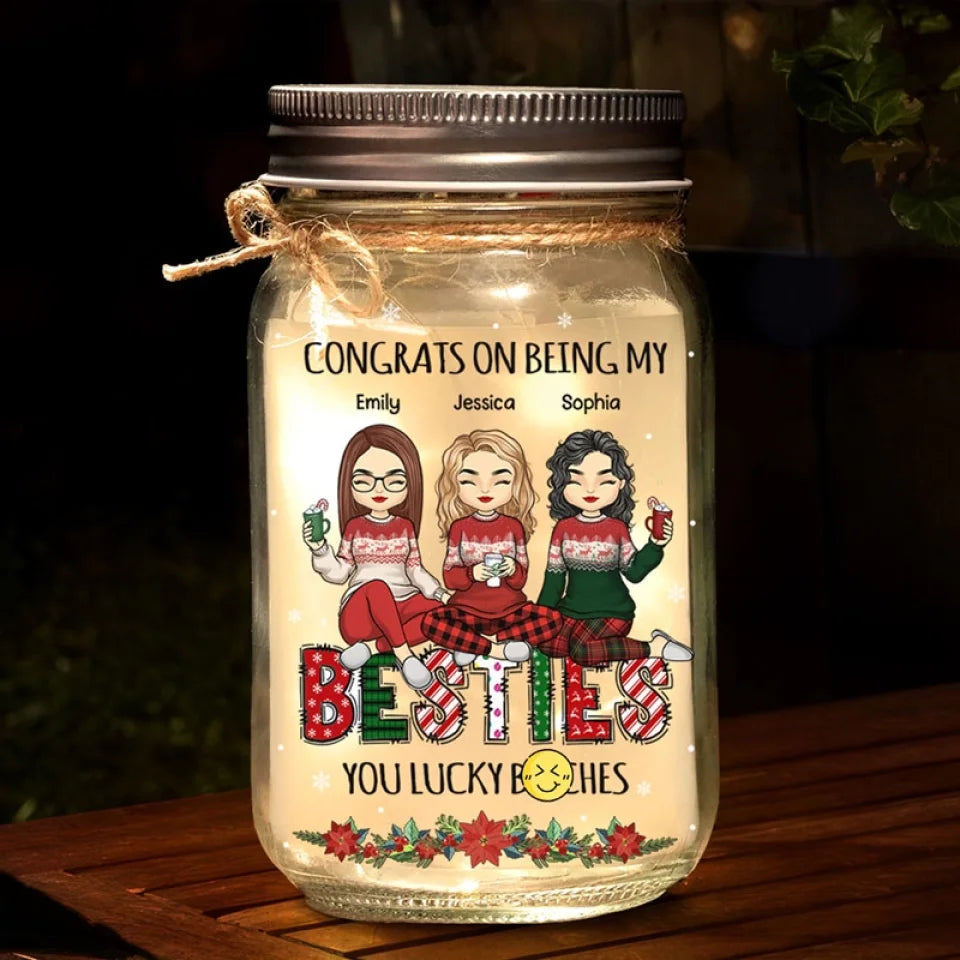 Always Had The Best Times With You - Bestie Personalized Custom Mason Jar Light - Christmas Gift For Best Friends, BFF, Sisters