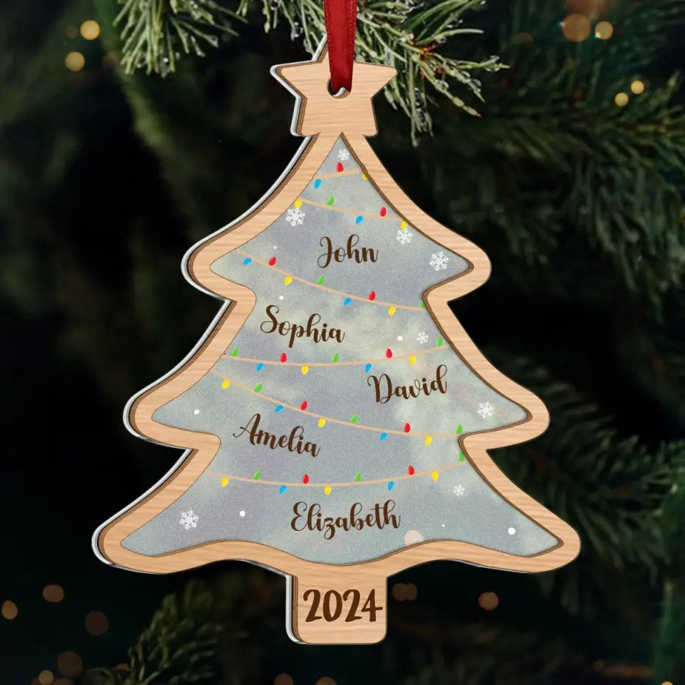 At Christmas, All Roads Lead Home - Family Personalized Custom Wood & Acrylic Ornament - Christmas Gift For Family Members