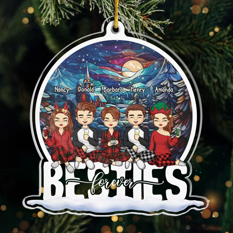 Besties Make The Best Christmas Memories - Bestie Personalized Custom Ornament - Acrylic Custom Shaped - Christmas Gift For Best Friends, BFF, Sisters